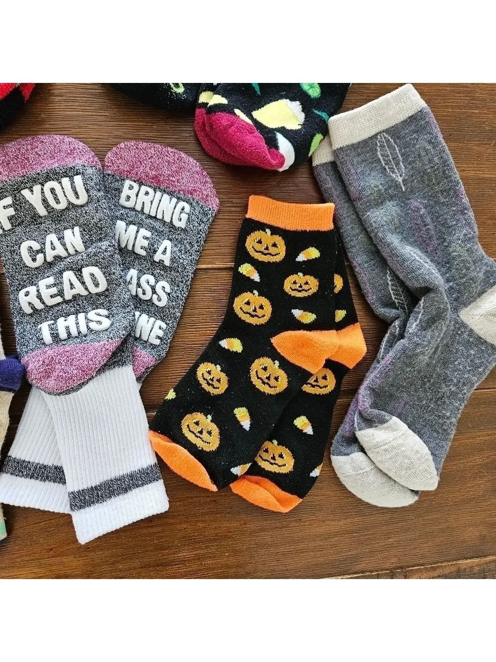 LOTS OF SOCKS! 13 PAIRS OF FUN NOVELTY SOCKS!